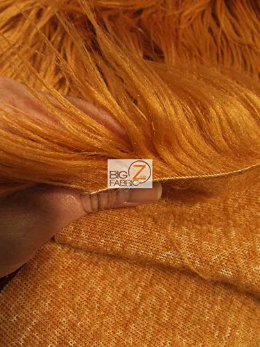 Amber Solid Mongolian Long Pile Faux Fur Fabric / Sold By The Yard