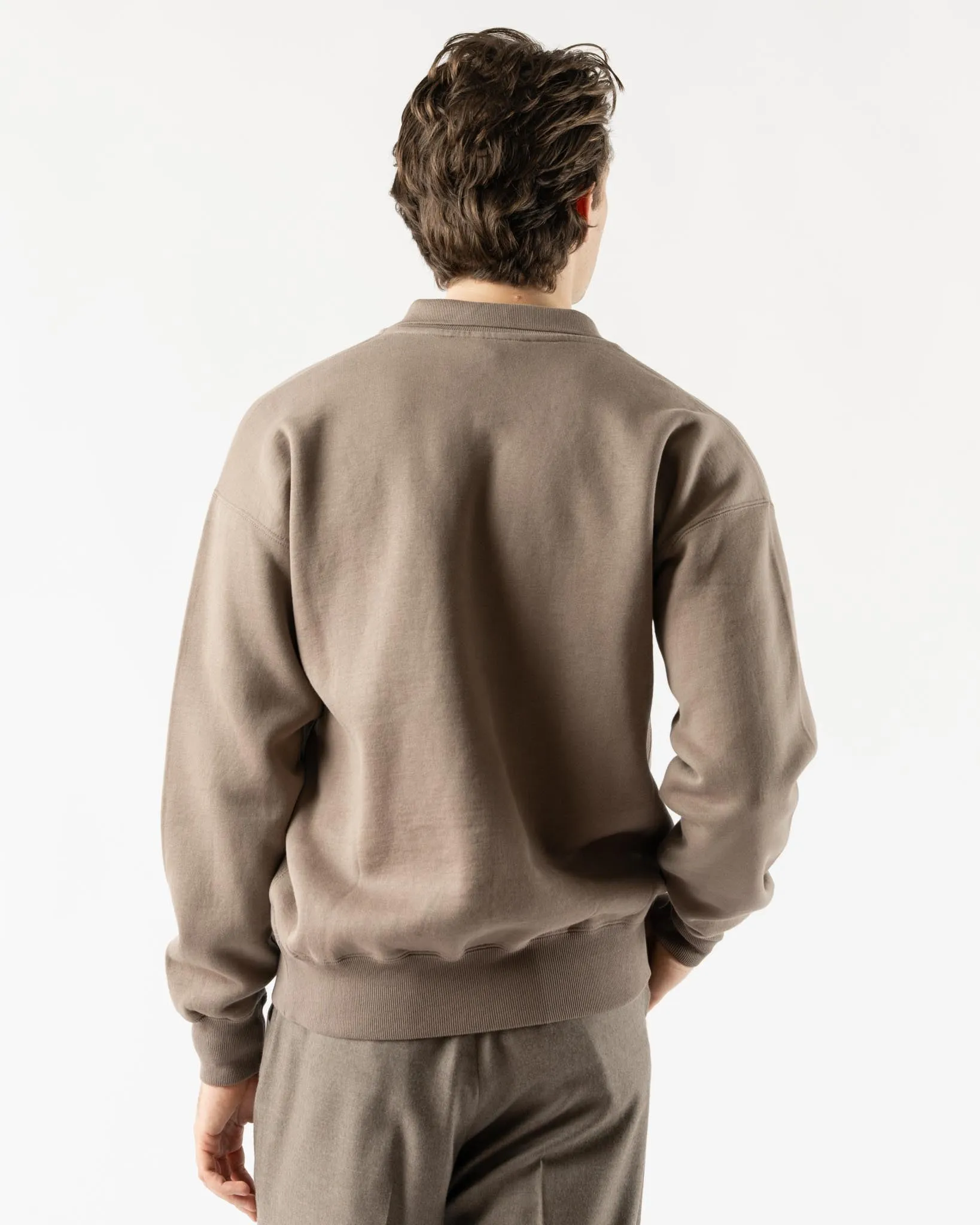 Auralee Smooth Soft Sweat Polo in Olive Brown