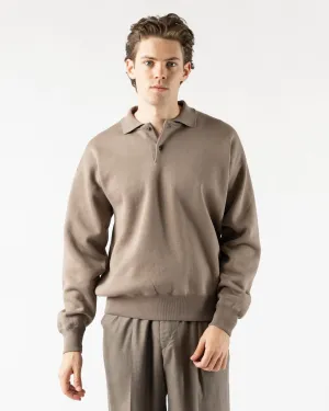 Auralee Smooth Soft Sweat Polo in Olive Brown