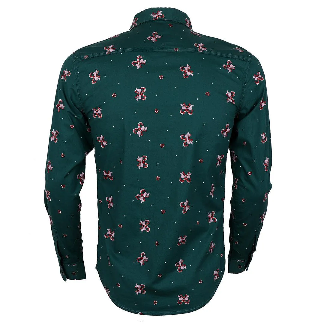 Badgley Cotton-blend Long Sleeve Shirt with Classic Designs- Green