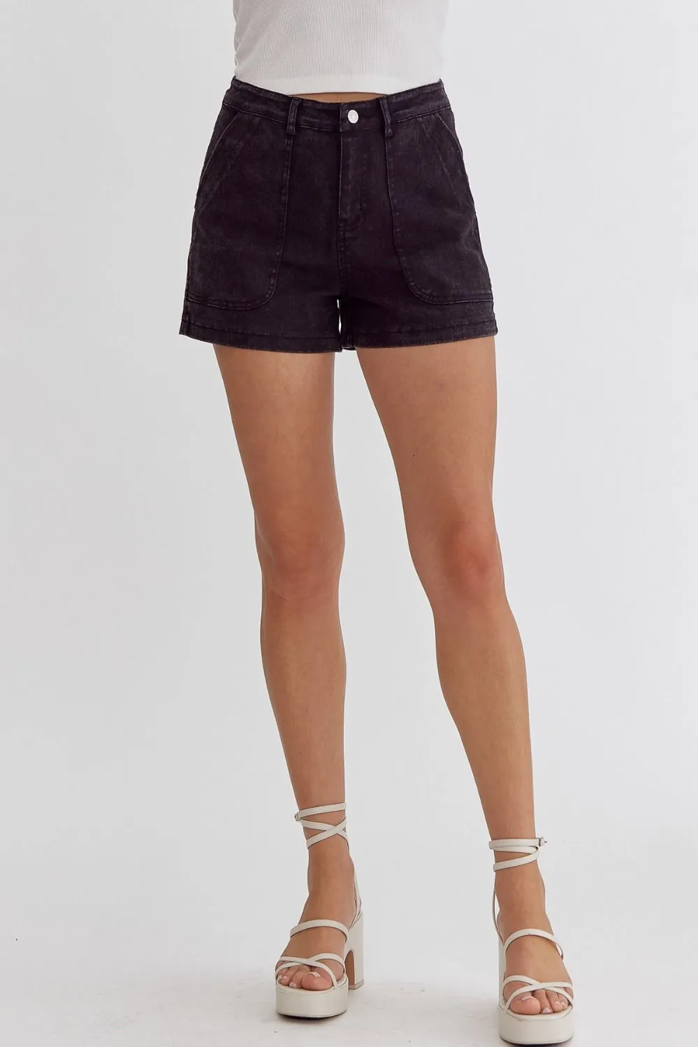 Barely Black Denim Shorts