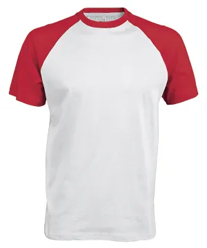 Baseball Short-sleeved two-tone T-shirt | White/Red