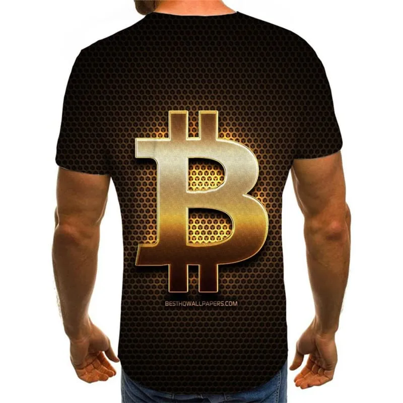 Bitcoin T shirt Men Retro Tshirt Printed Black T-shirts 3d Harajuku Funny T shirts