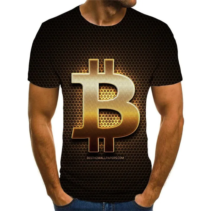 Bitcoin T shirt Men Retro Tshirt Printed Black T-shirts 3d Harajuku Funny T shirts