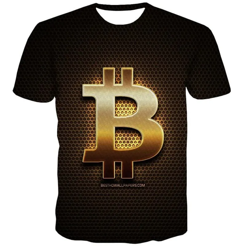 Bitcoin T shirt Men Retro Tshirt Printed Black T-shirts 3d Harajuku Funny T shirts