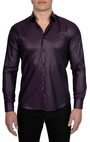 Black & Purple Diamond Patterned Shirt