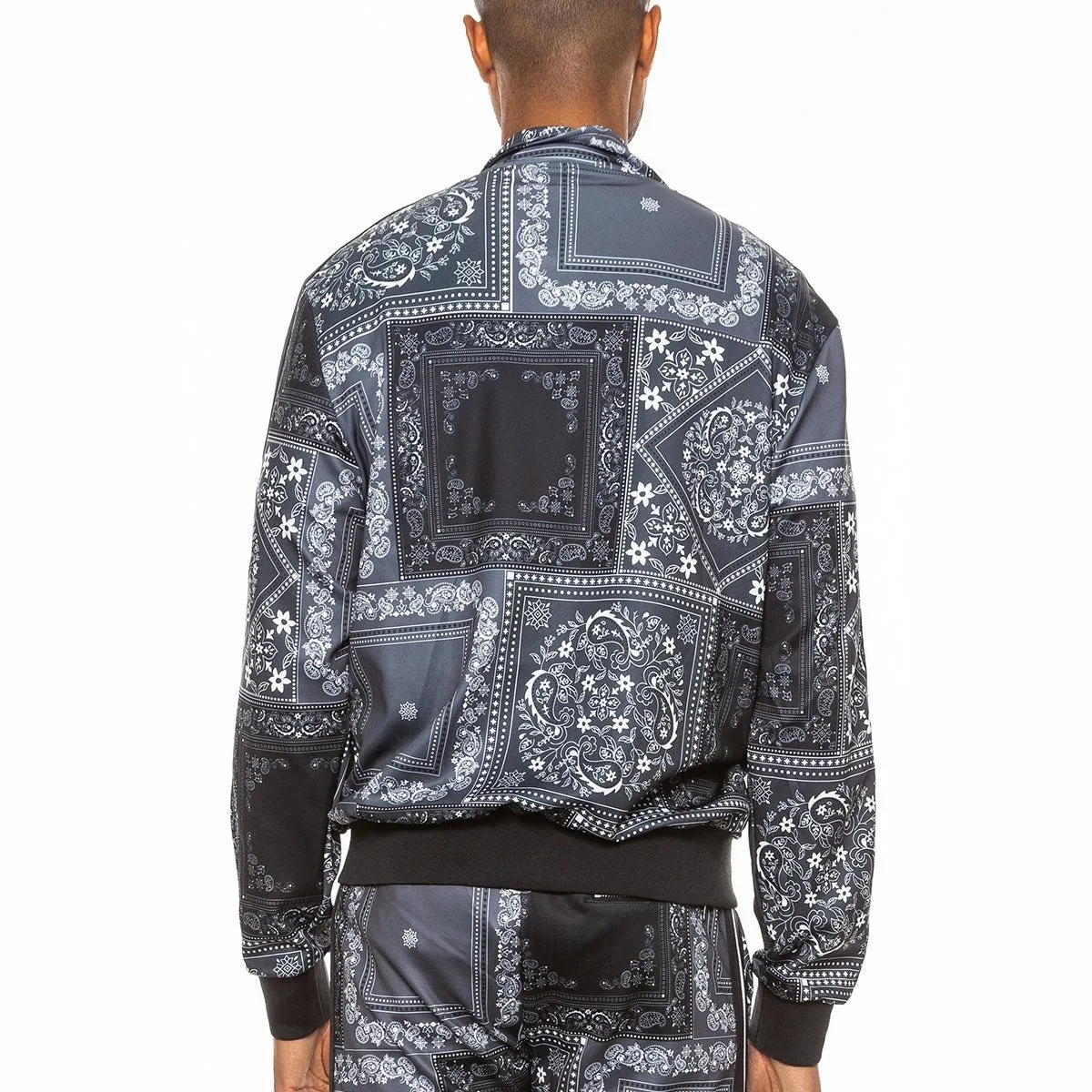 Black Paisley All Over Print Track Jacket