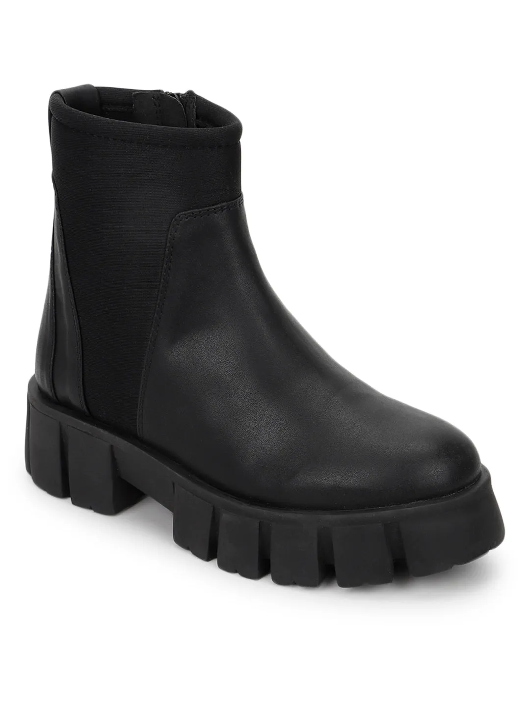 Black PU Block Ankle Boots (TC-ST-1292-BLKPU)