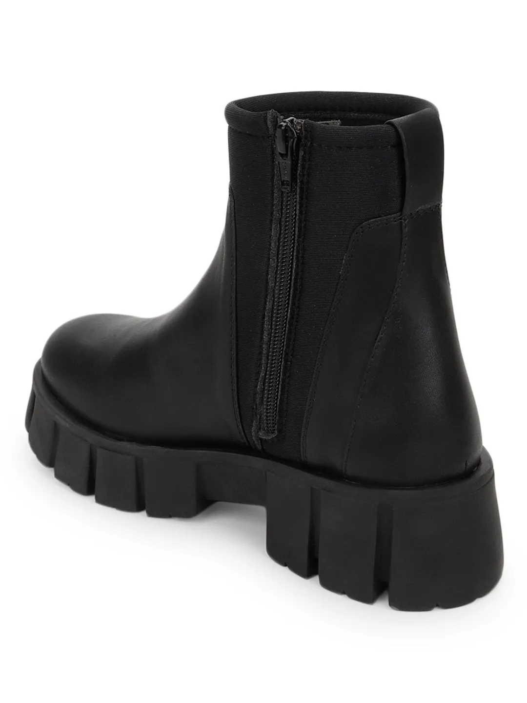 Black PU Block Ankle Boots (TC-ST-1292-BLKPU)