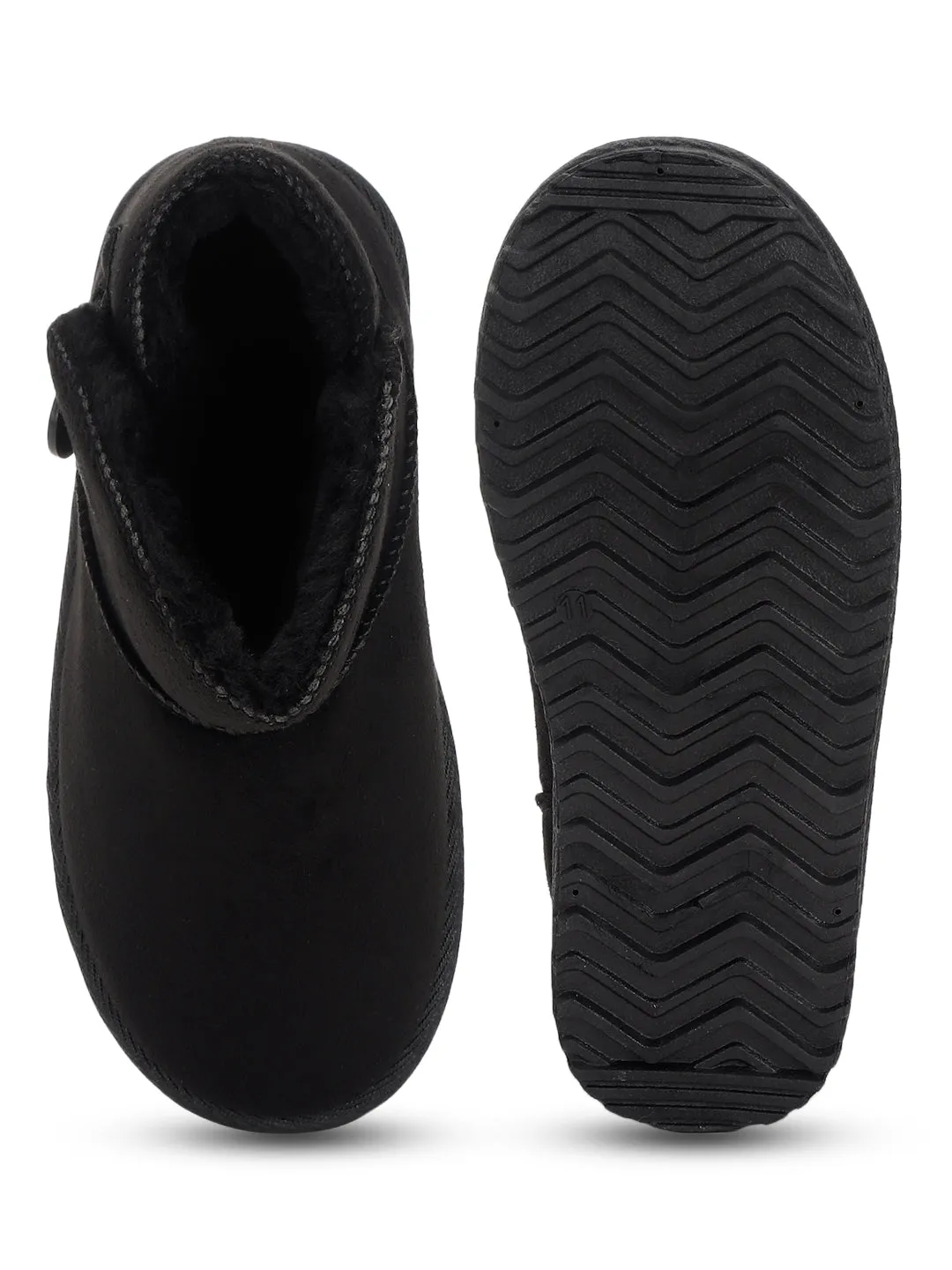 Black Suede Winter Stylish Ankle Boots For Kids-Unisex (TC-RS3685-BLK)