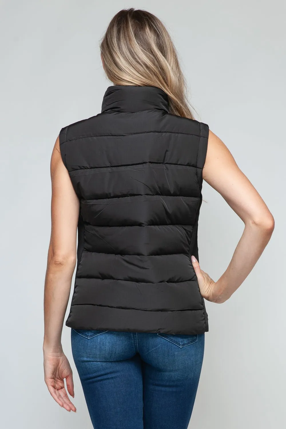 Black Zip Up Turtleneck Vest with Pockets