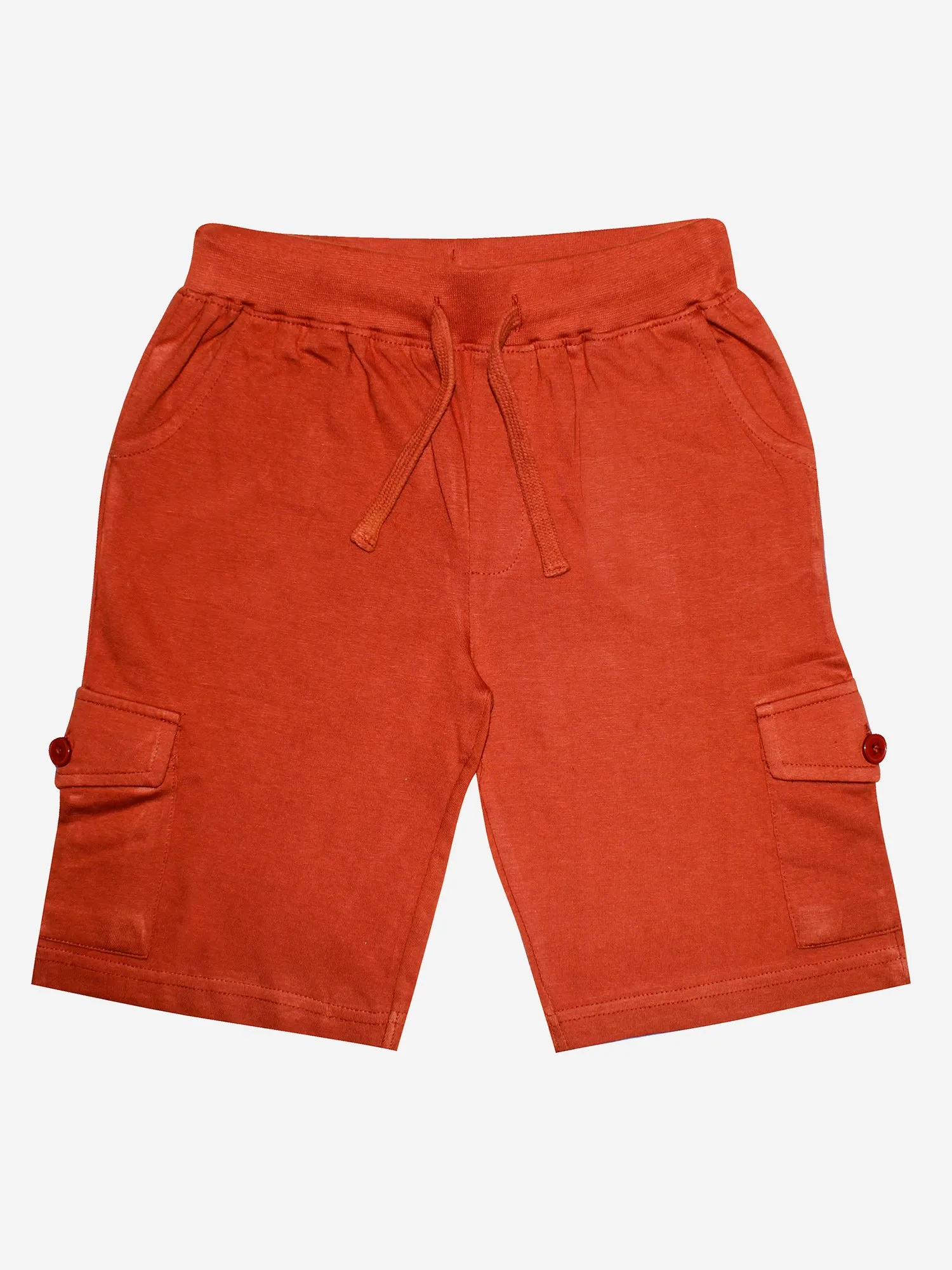 Boy's Knee Length Cotton Jersey Cargo Shorts- Pack of 2