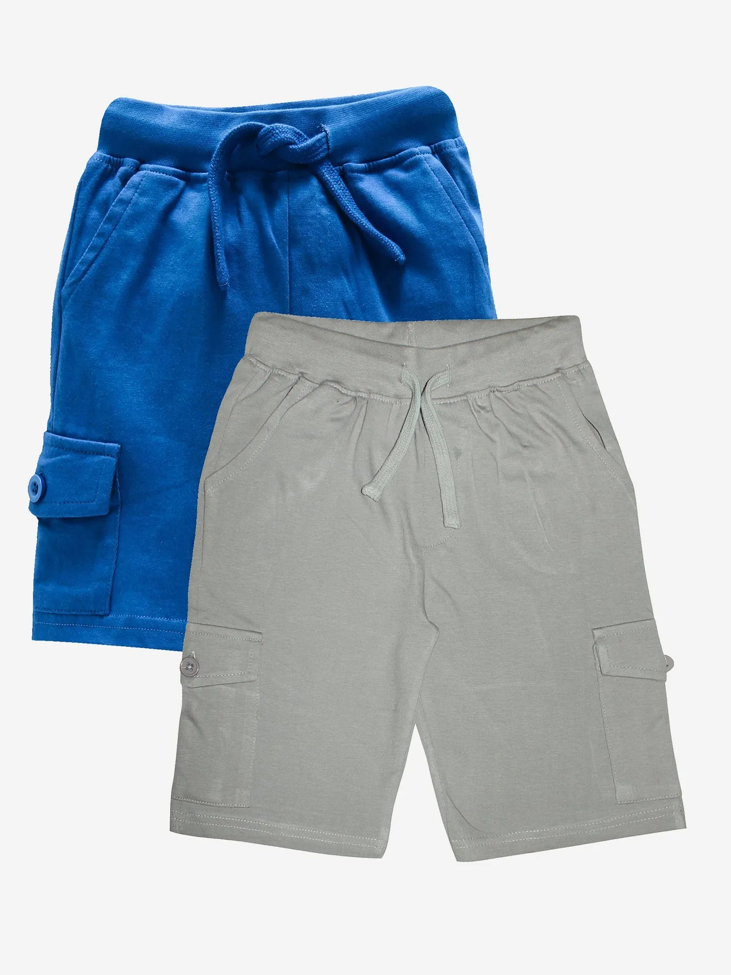 Boy's Knee Length Cotton Jersey Cargo Shorts- Pack of 2