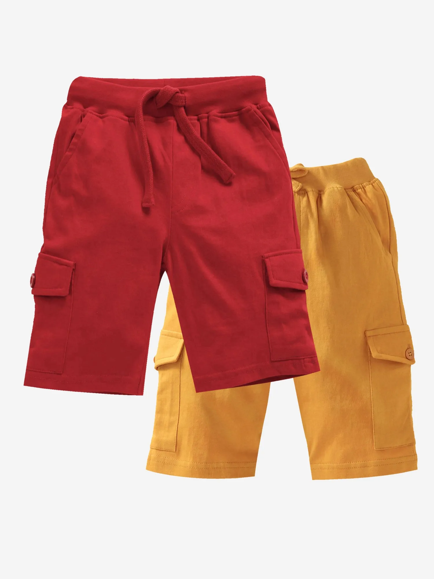 Boy's Knee Length Cotton Jersey Cargo Shorts- Pack of 2