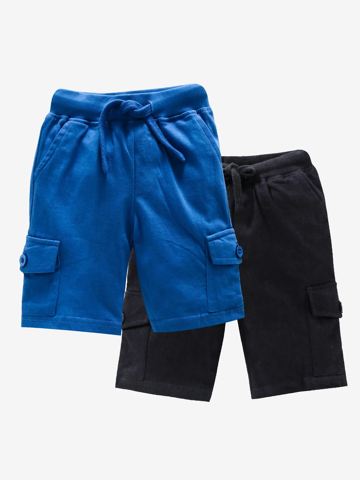 Boy's Knee Length Cotton Jersey Cargo Shorts- Pack of 2