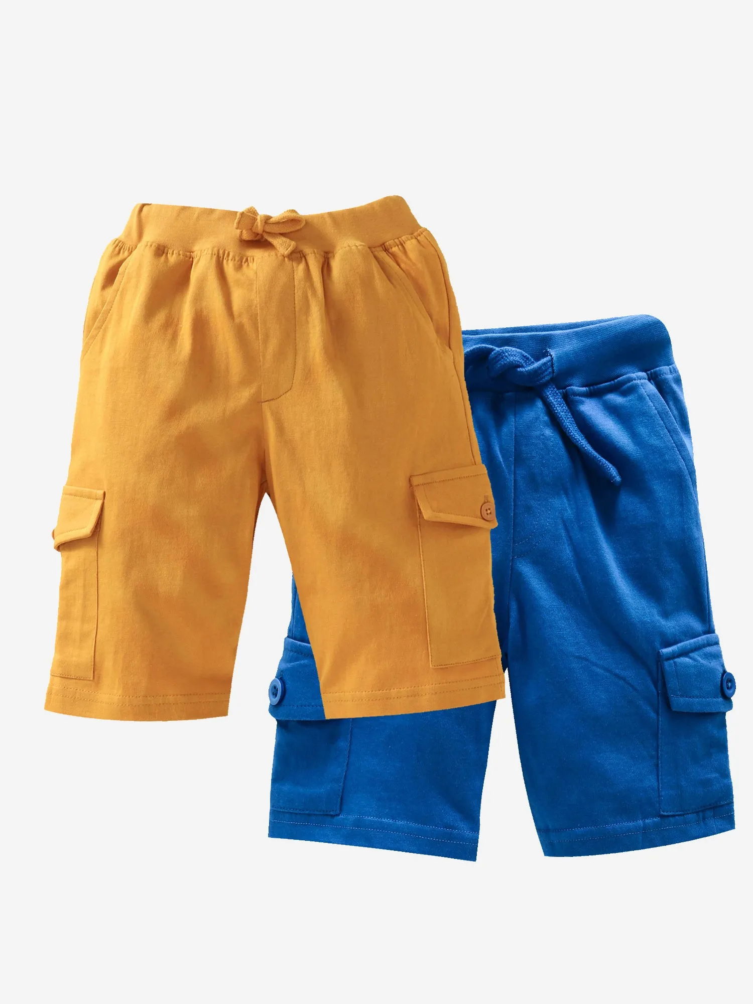 Boy's Knee Length Cotton Jersey Cargo Shorts- Pack of 2