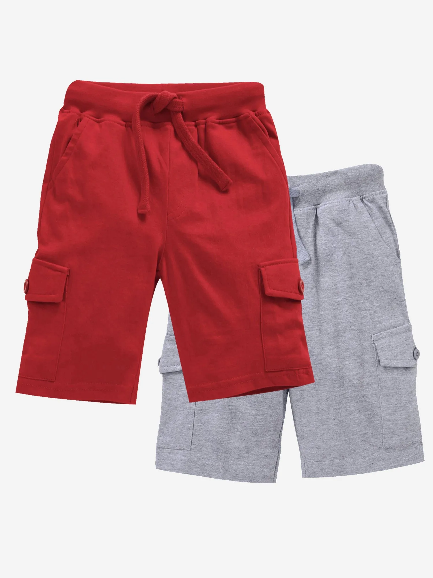 Boy's Knee Length Cotton Jersey Cargo Shorts- Pack of 2