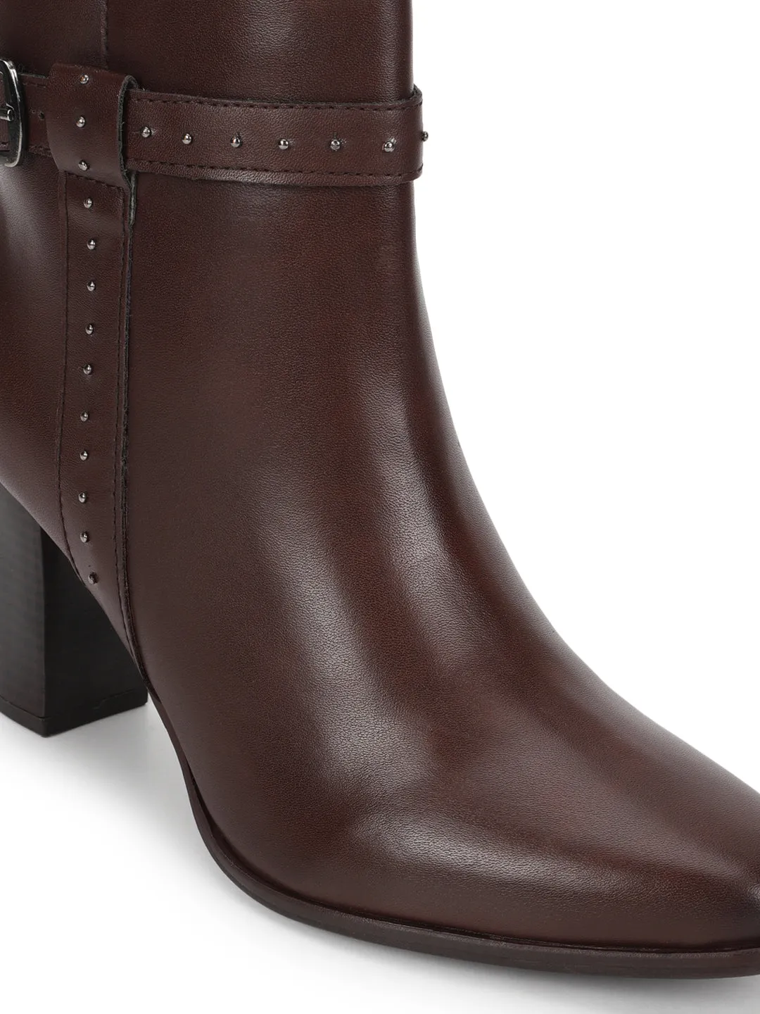 Brown PU Block Ankle Boots (TC-20892-BRO)