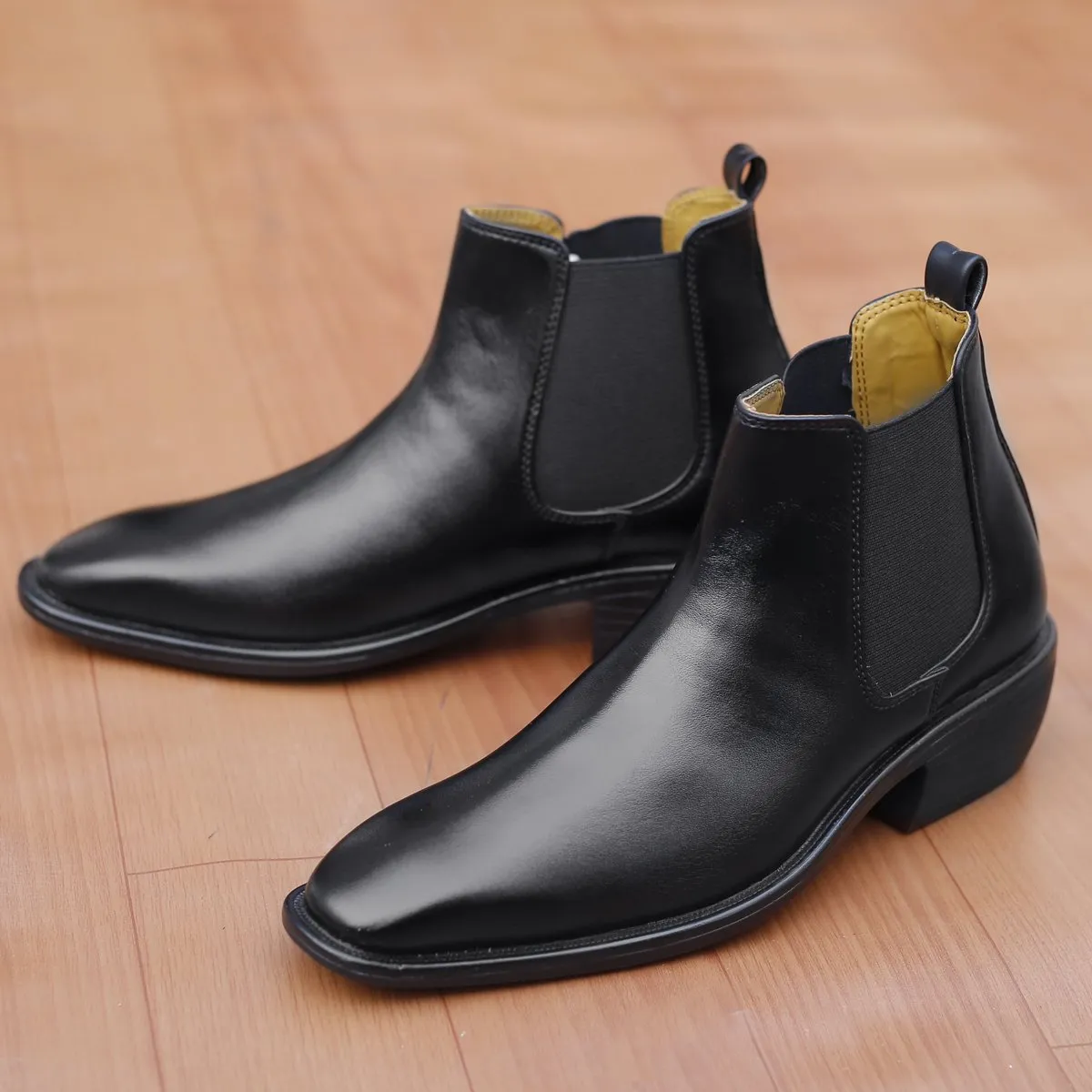 Bxxy's 3 Inch Hidden Height Increasing Faux Leather Chelsea Boots for Men