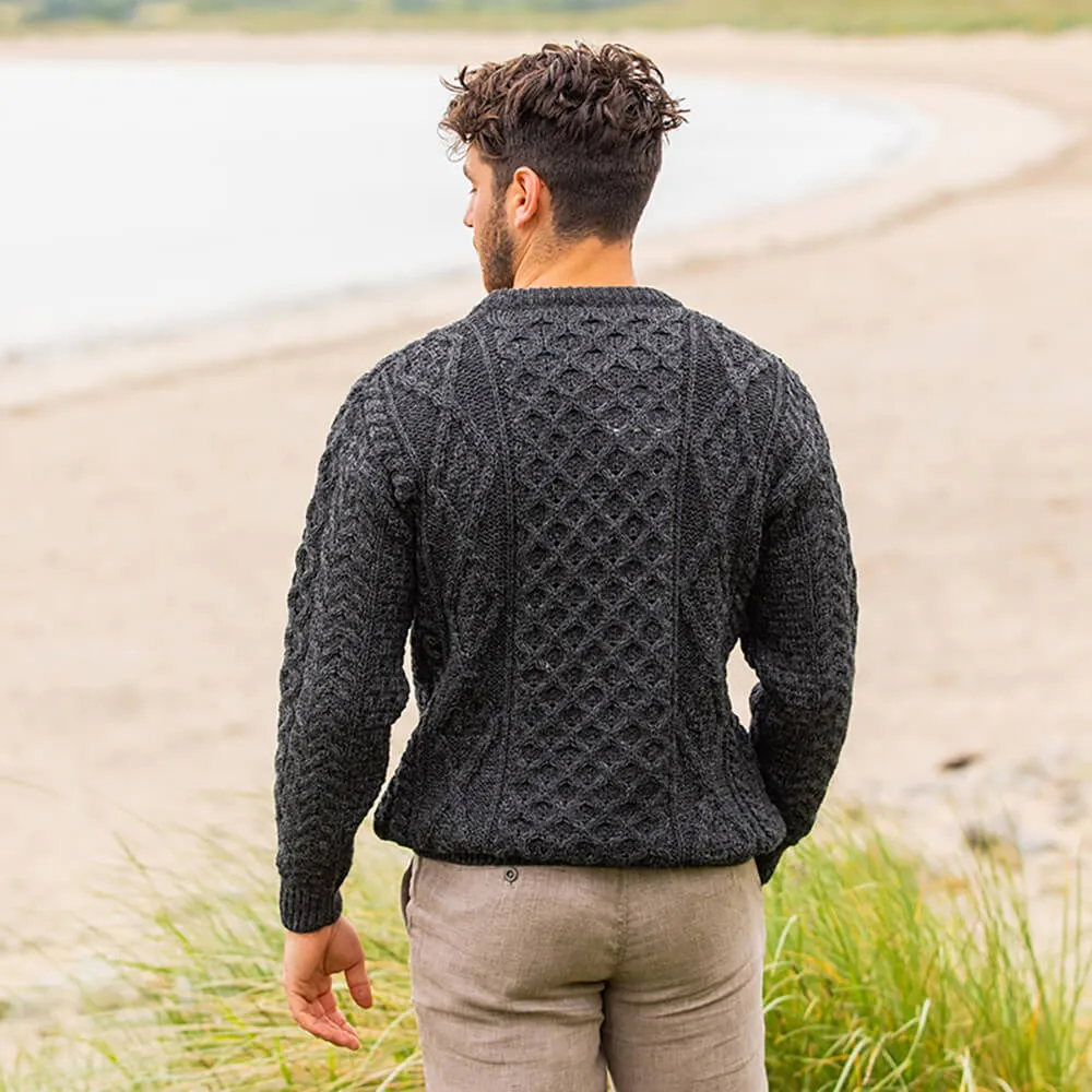 Charcoal Men's Crew Neck Aran