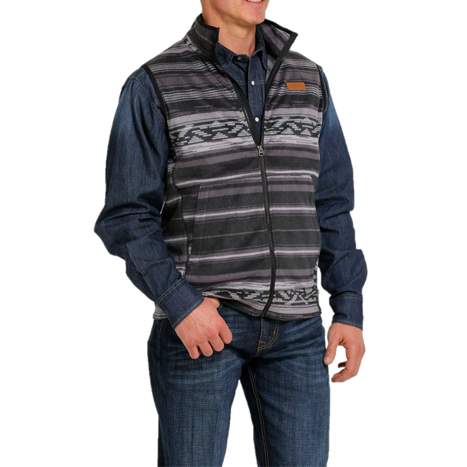 Cinch® Men's Striped Polar Fleece Black Vest MWV1585002