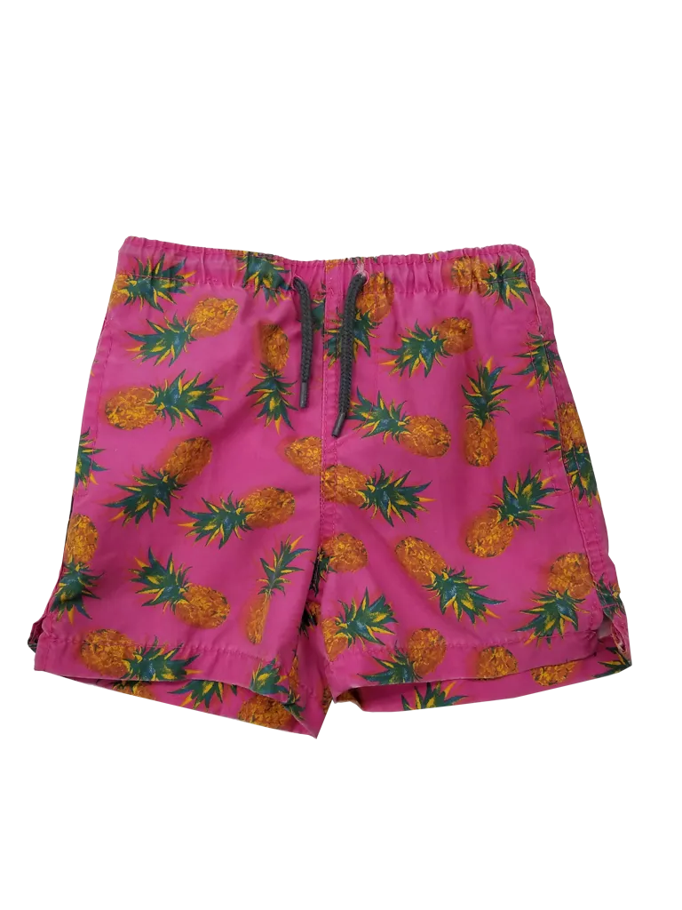 CKLS25 Boys Swim Trunks in a randomized pineapple print