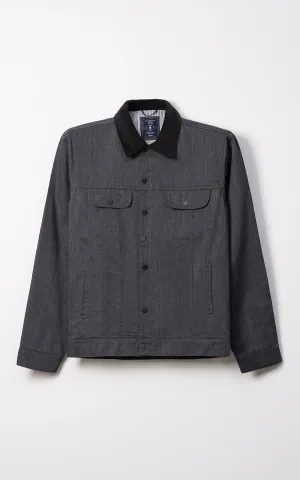 CORDUROY COLLAR FULL SLEEVE JACKET BLACK