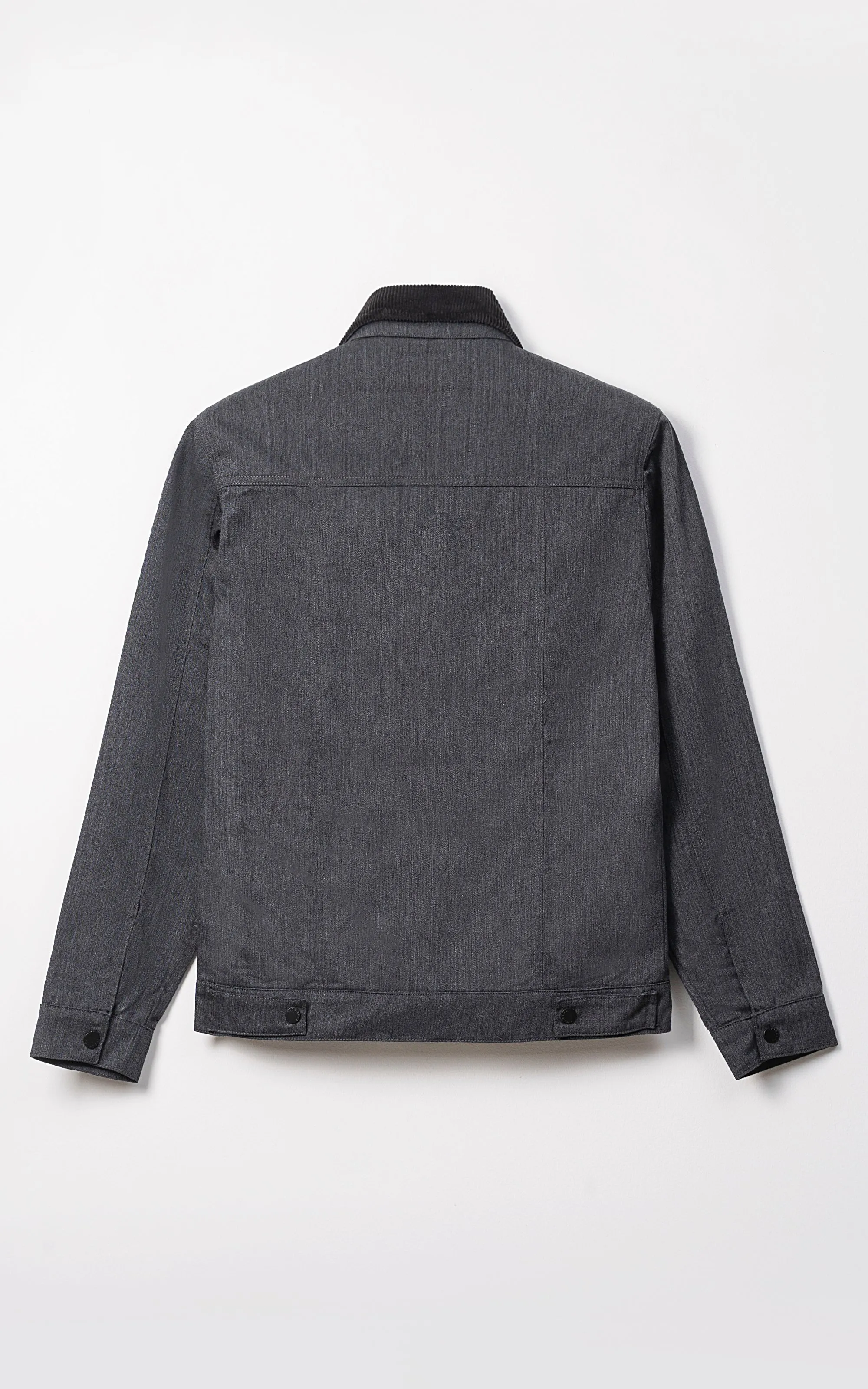 CORDUROY COLLAR FULL SLEEVE JACKET BLACK