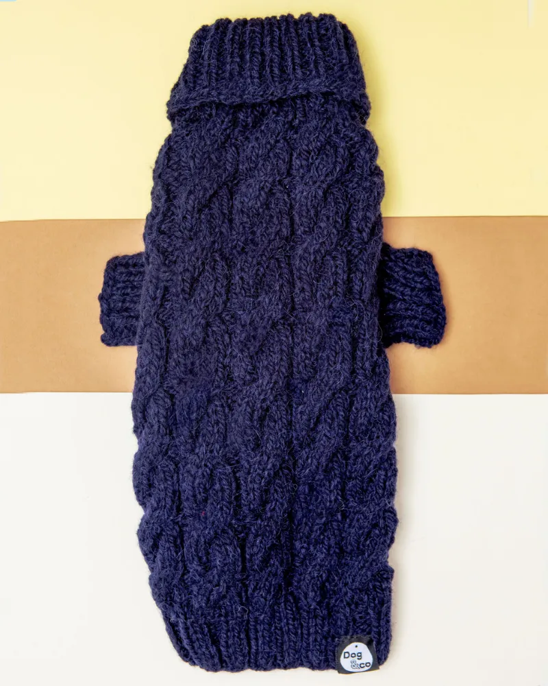 Downtown Roll Neck Dog Sweater in Navy