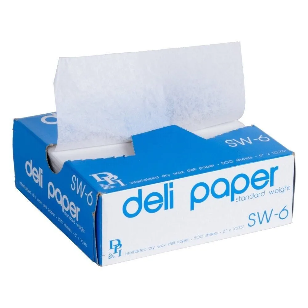 Durable Packaging - 6" x 10.75" Interfolded Deli Wrap Wax Paper - 500 Count