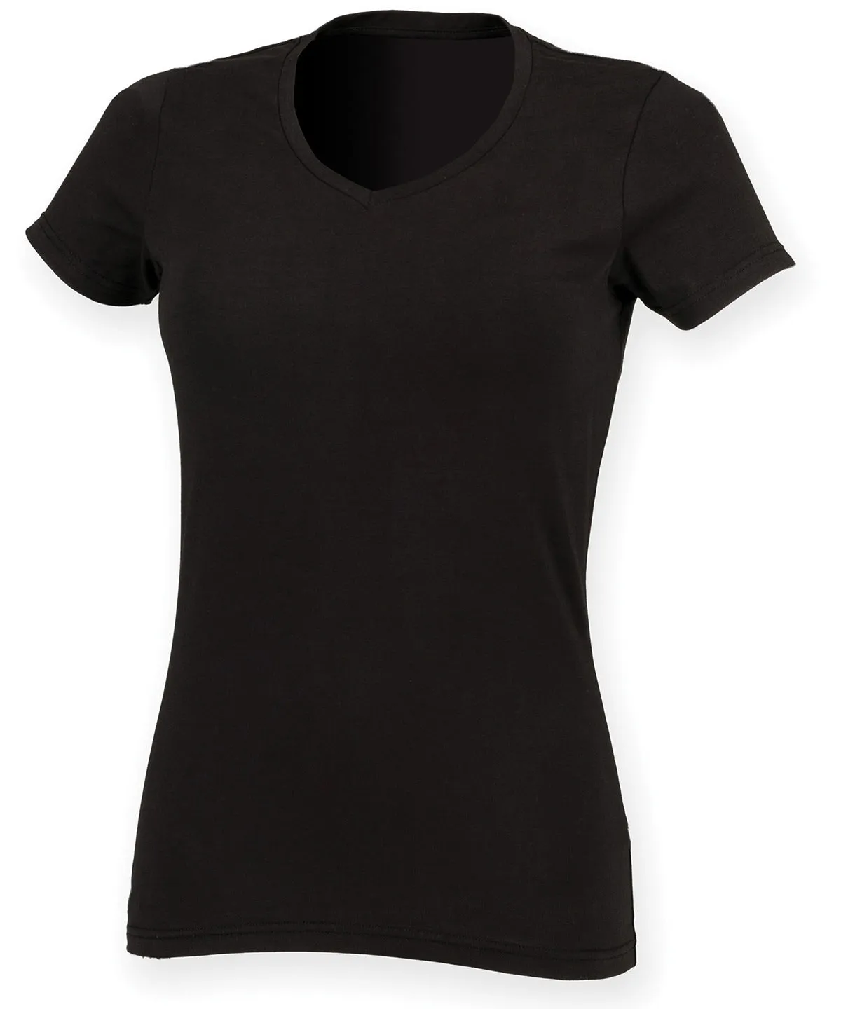 Feel good womens stretch v-neck t-shirt | Black