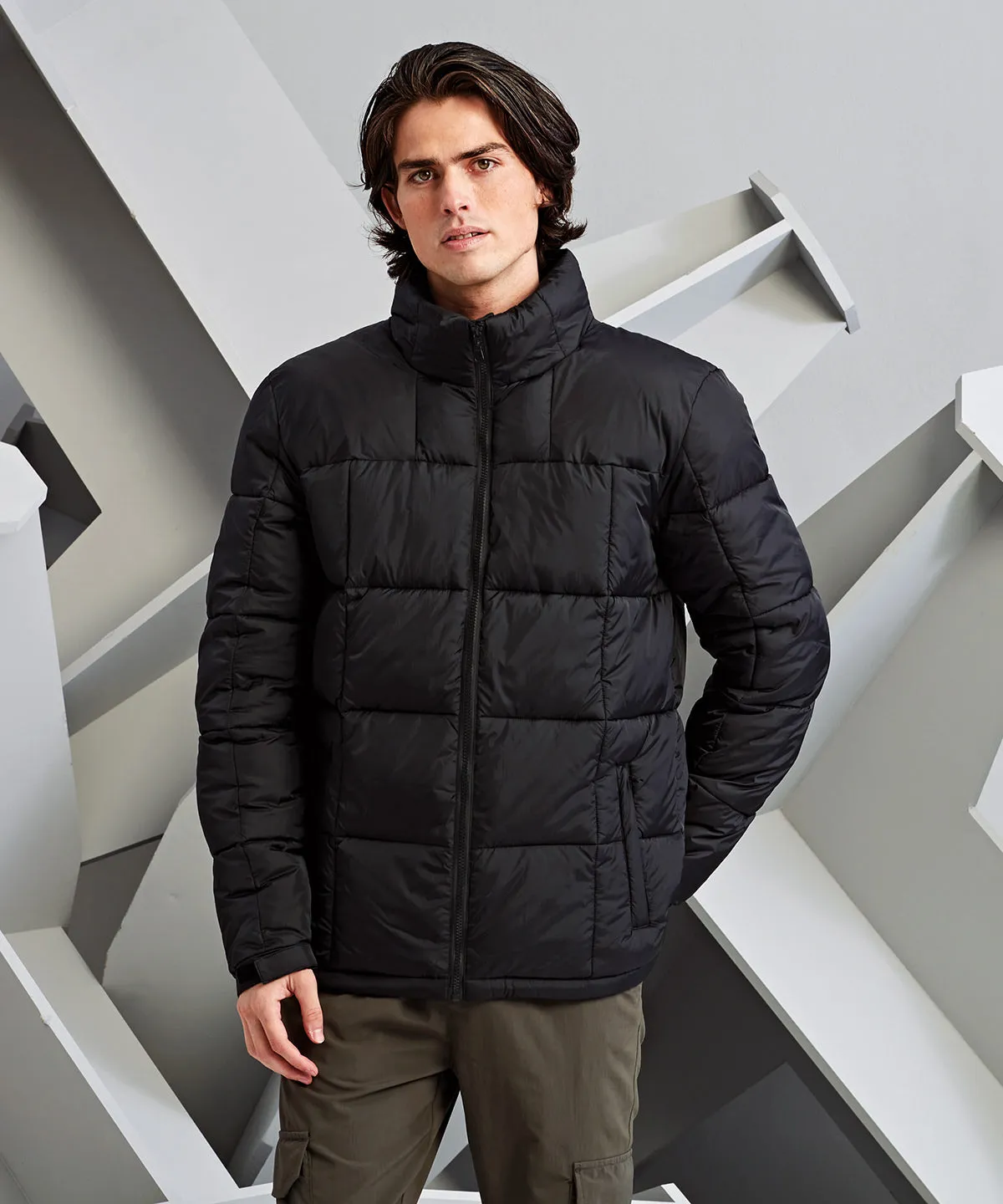 Fourteener box quilt jacket | Black/Black