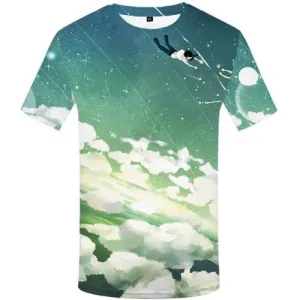 Galaxy Space T shirts Men Cloud T-shirts Graphic Graffiti Tshirt Anime Art Shirt Print Character T shirts Funny Short Sleeve