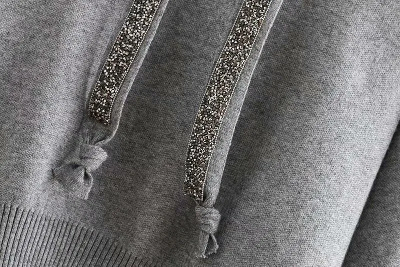 Glitter Long-Sleeve Knitted Hoodie