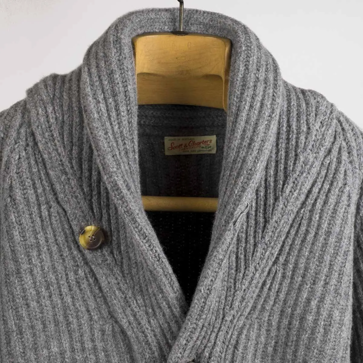 Grey mix shawl collar lambswool cardigan jacket