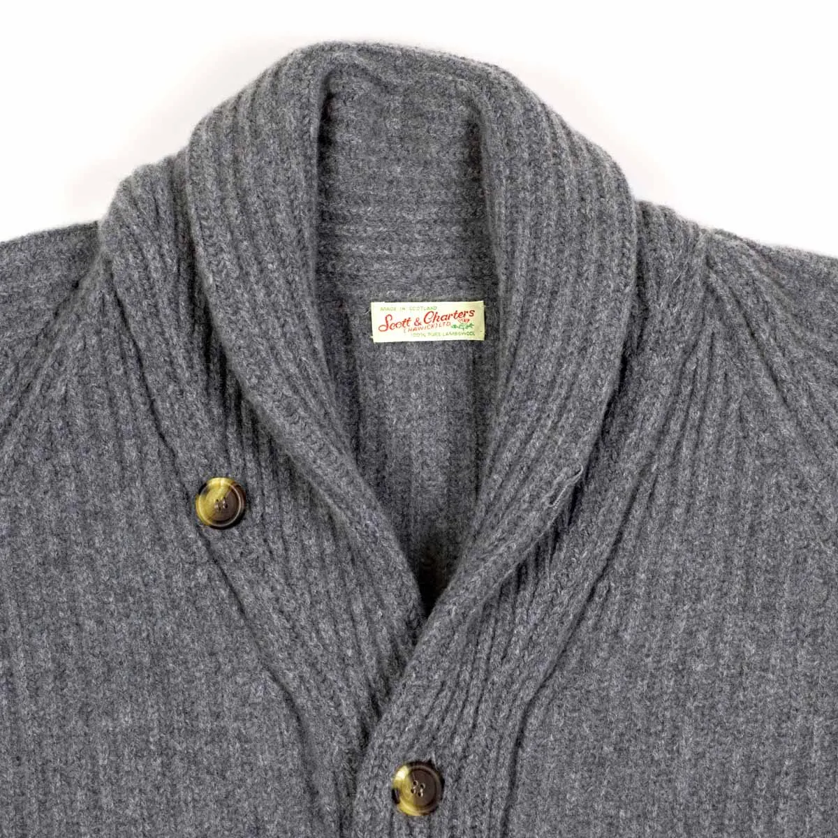 Grey mix shawl collar lambswool cardigan jacket