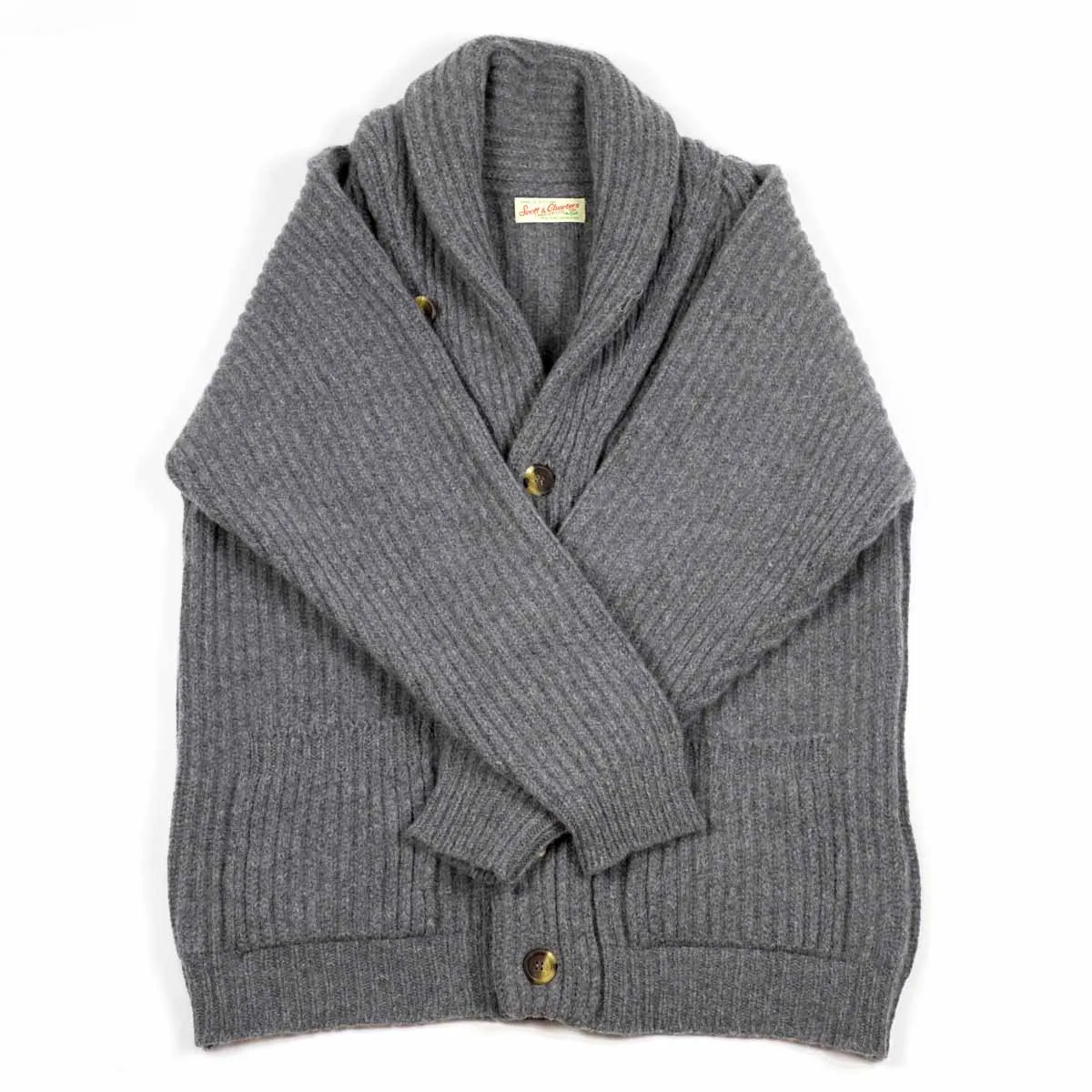 Grey mix shawl collar lambswool cardigan jacket