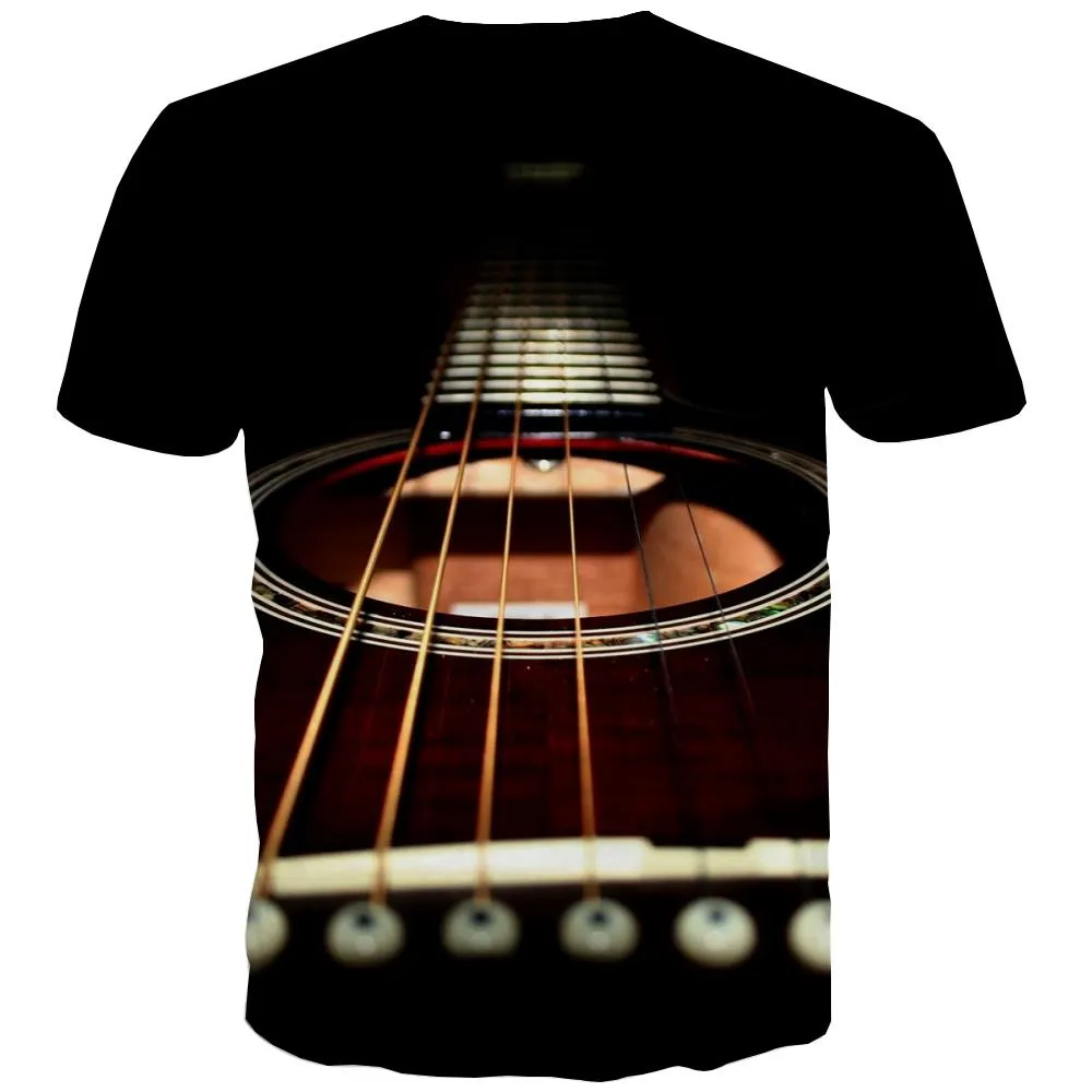 Guitar T shirts Men Music Tshirts Casual Wooden Tshirts Novelty Metal T shirts Funny