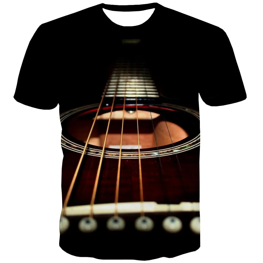 Guitar T shirts Men Music Tshirts Casual Wooden Tshirts Novelty Metal T shirts Funny