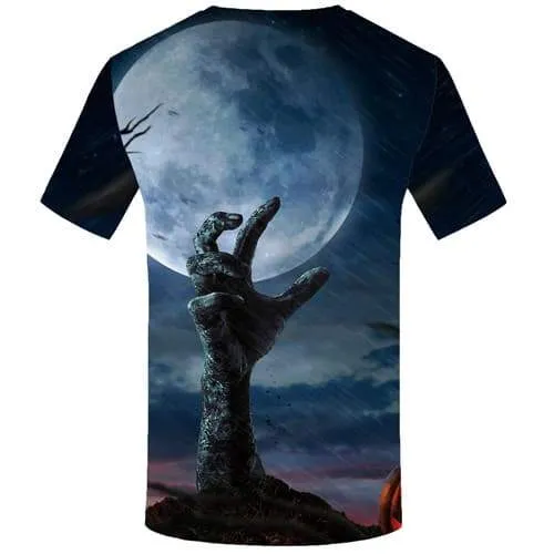 Halloween T shirts Men Hand T-shirts 3d Pumpkin Tshirts Casual Moon Tshirt Anime Cosplay T shirts Funny Short Sleeve Hip hop