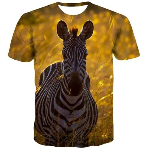 Horse T shirts Men Animal Tshirt Anime Zebra T shirts Funny Lovely T-shirts Graphic Funny Tshirts Casual Short Sleeve Full Print