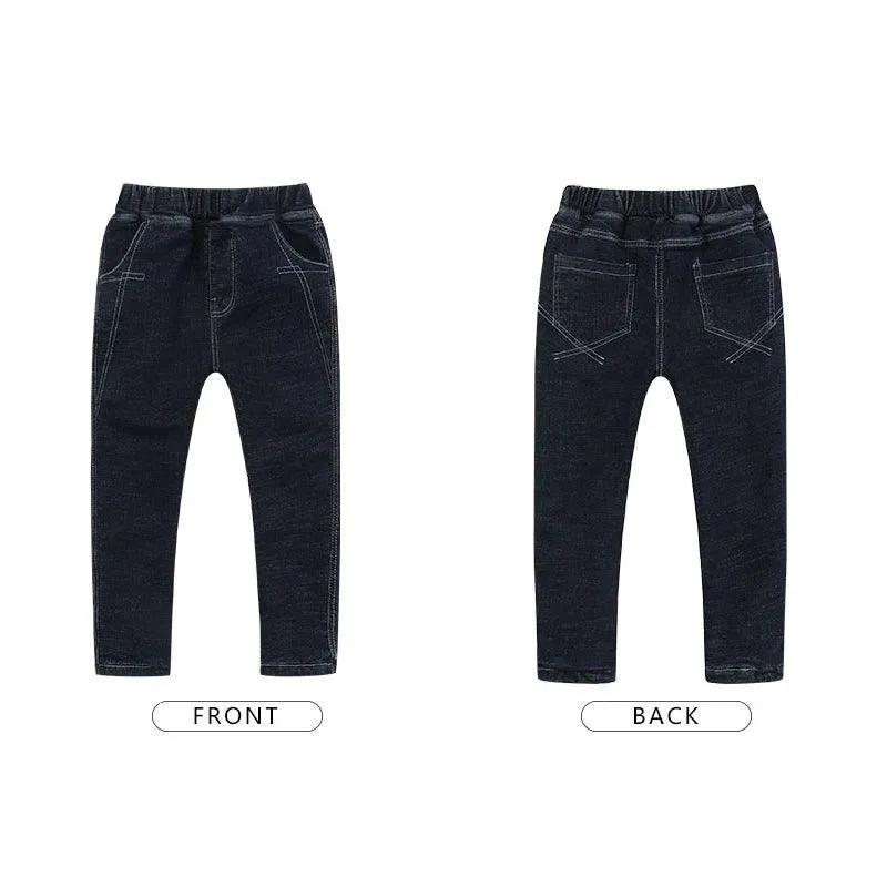 IENENS Teen Slim Jeans Solid Color Trousers Boys Denim