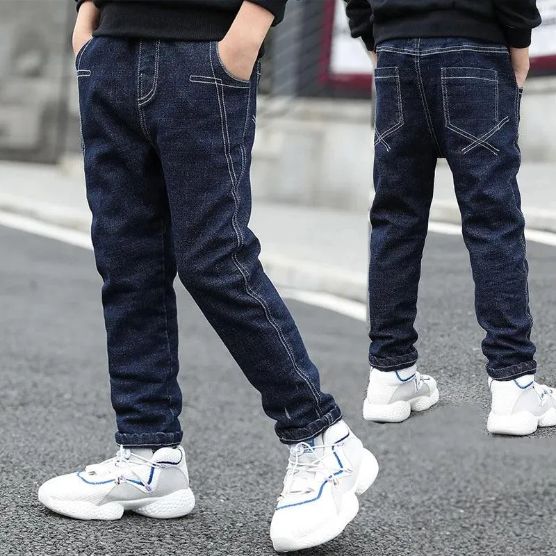 IENENS Teen Slim Jeans Solid Color Trousers Boys Denim