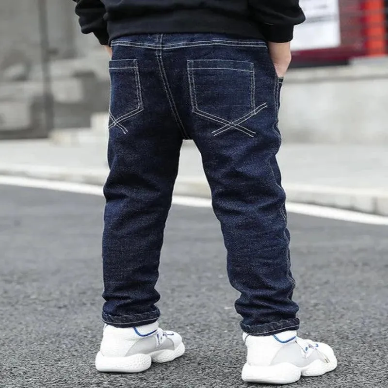 IENENS Teen Slim Jeans Solid Color Trousers Boys Denim