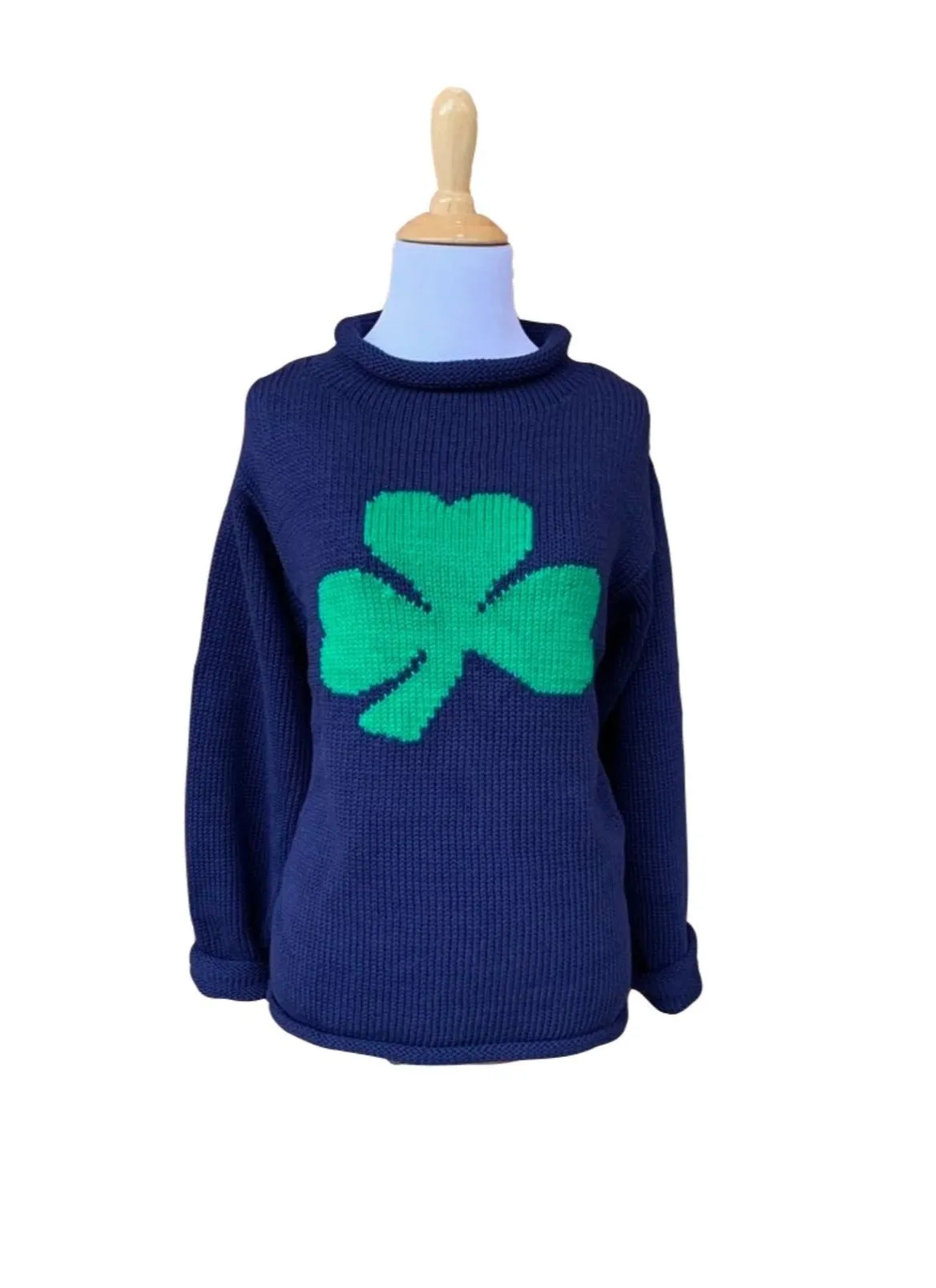 Ladies Navy Shamrock Sweater