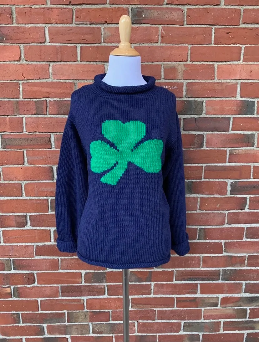 Ladies Navy Shamrock Sweater