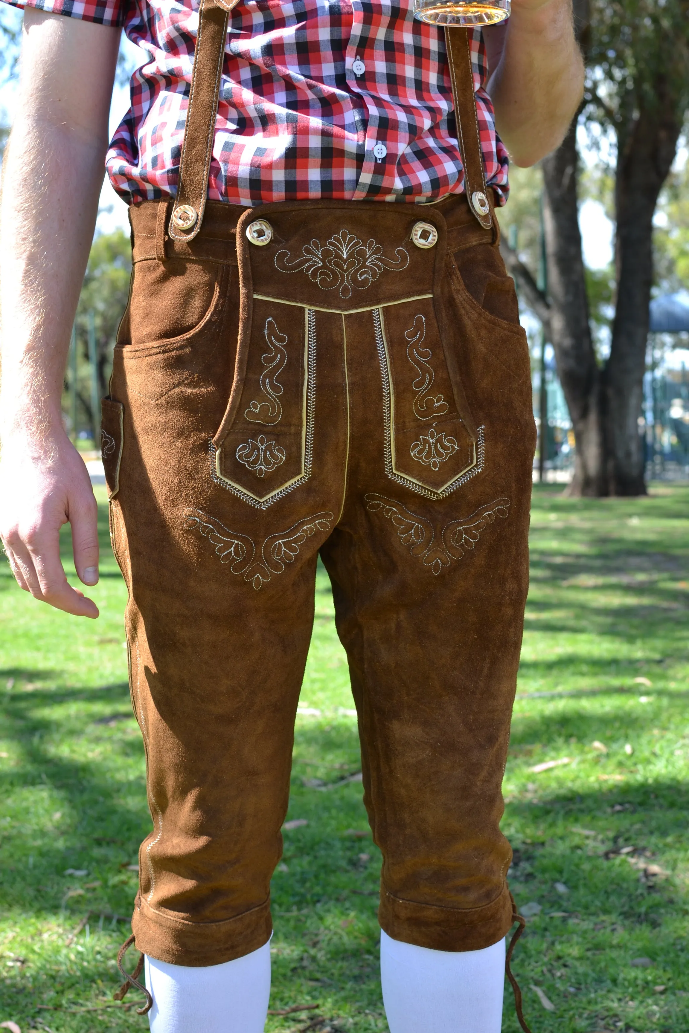 Light Brown Authentic Leather Long Lederhosen