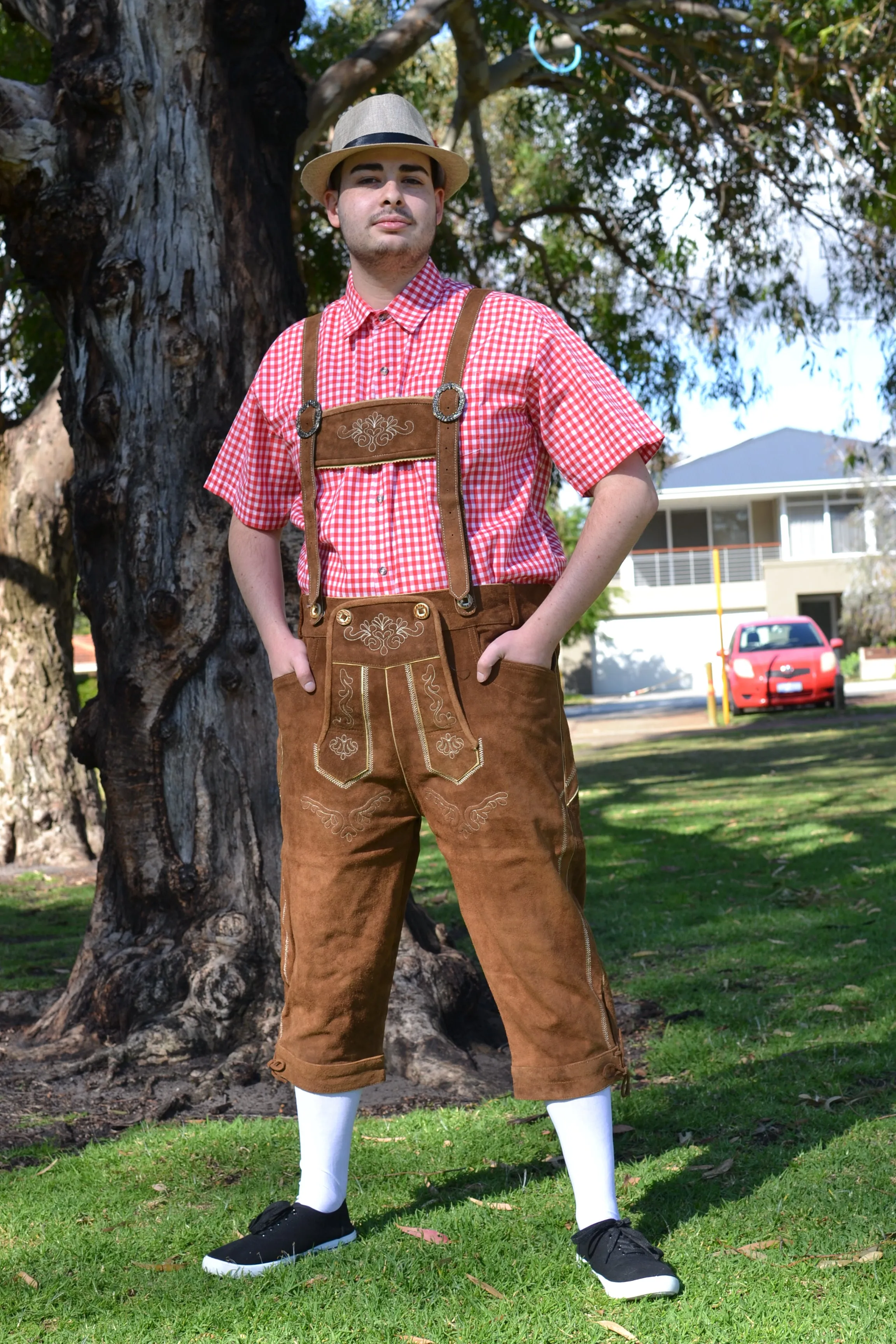 Light Brown Authentic Leather Long Lederhosen