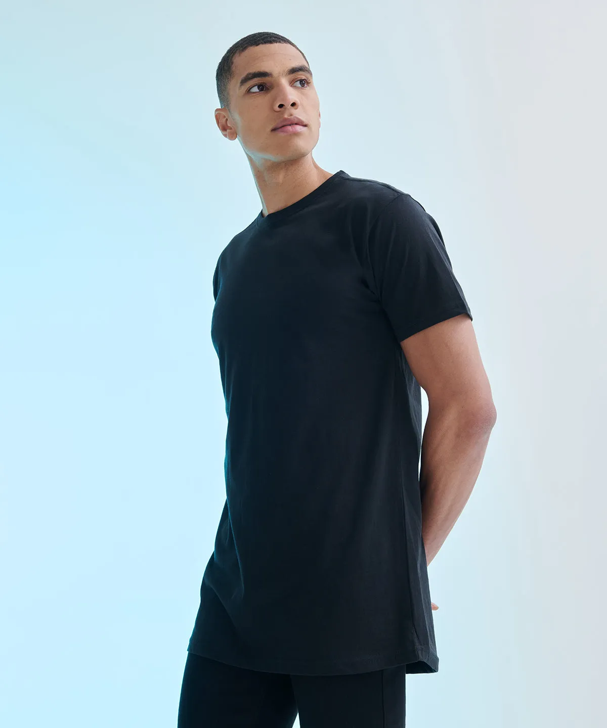 Longline t-shirt with dipped hem | Black