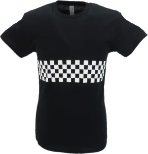 Mens Black Checkerboard Band 2 Tone T Shirt